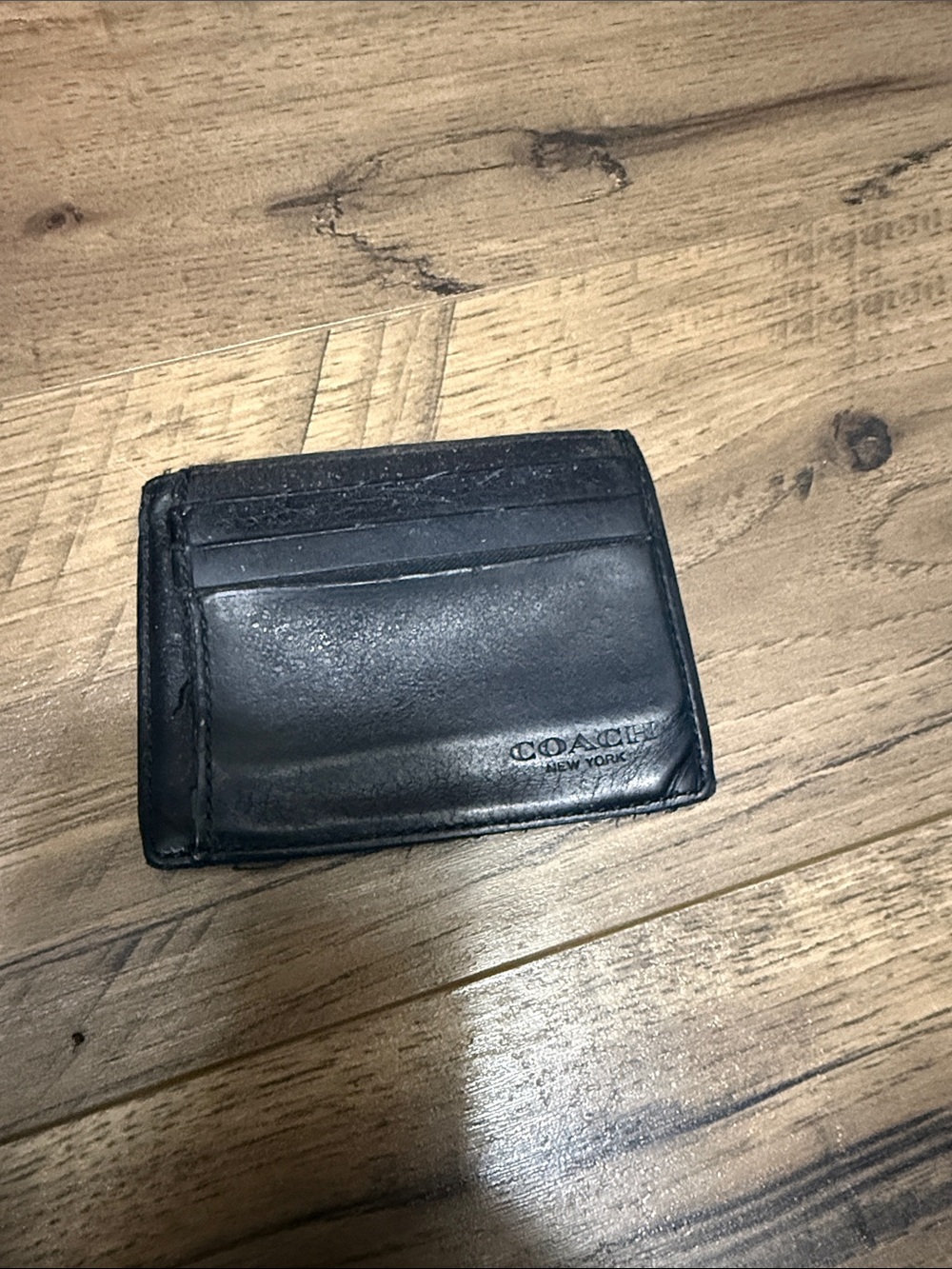 Vintage Coach Black Leather Slim Card Holder
